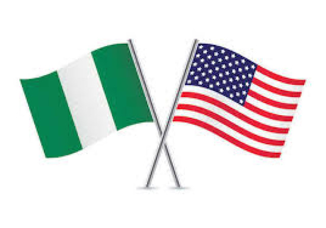 Nigeria Flag and USA Flag